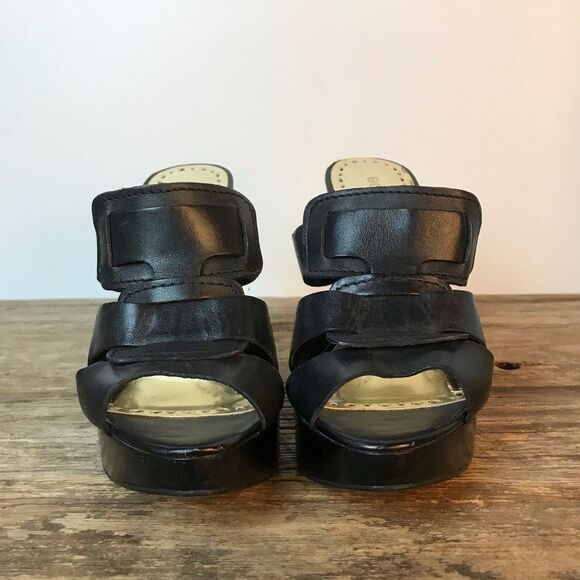 BCBGirls ROMAN Black Wedge Heels Size 8 - Picture 2 of 8